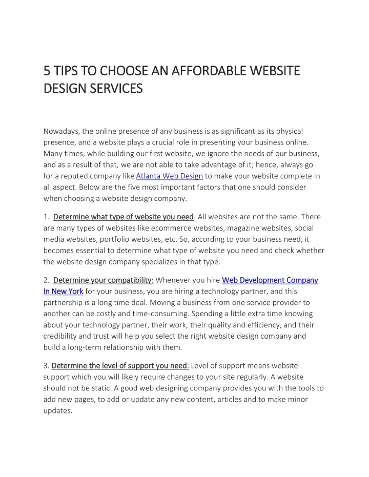 5 tips to choose an affordable website 5 tips