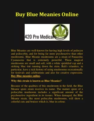 Buy Blue Meanies Online