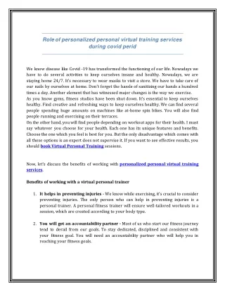 Role of personalized personal virtual training services during covid period