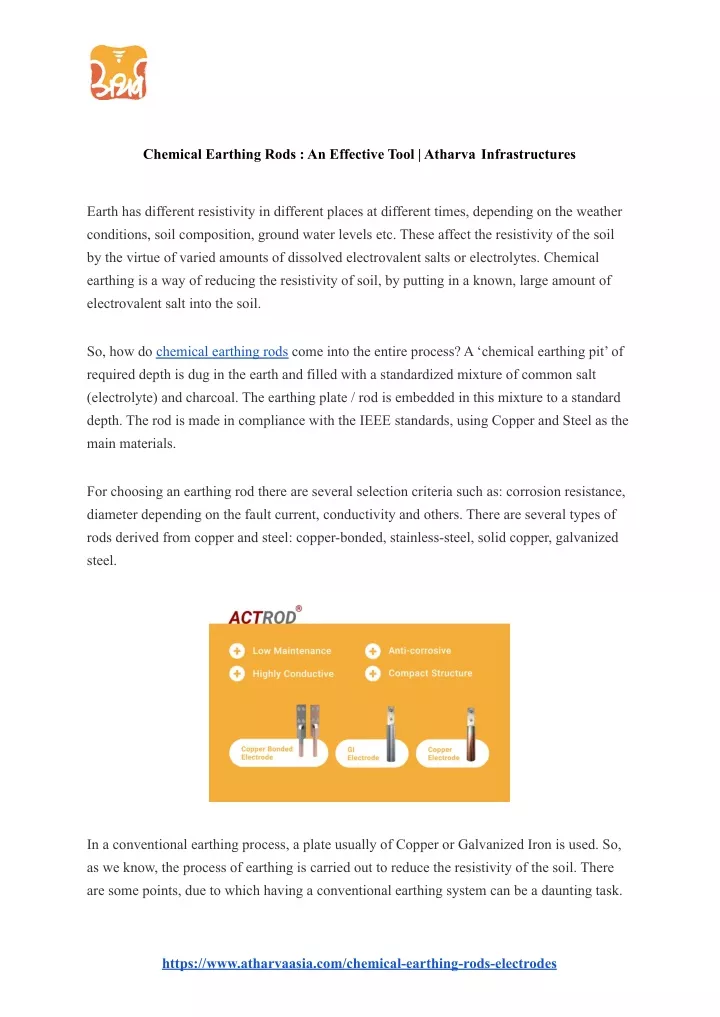 chemical earthing rods an effective tool atharva