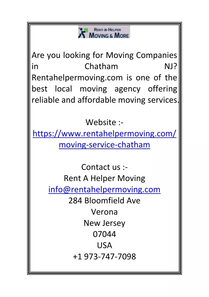 are you looking for moving companies in chatham