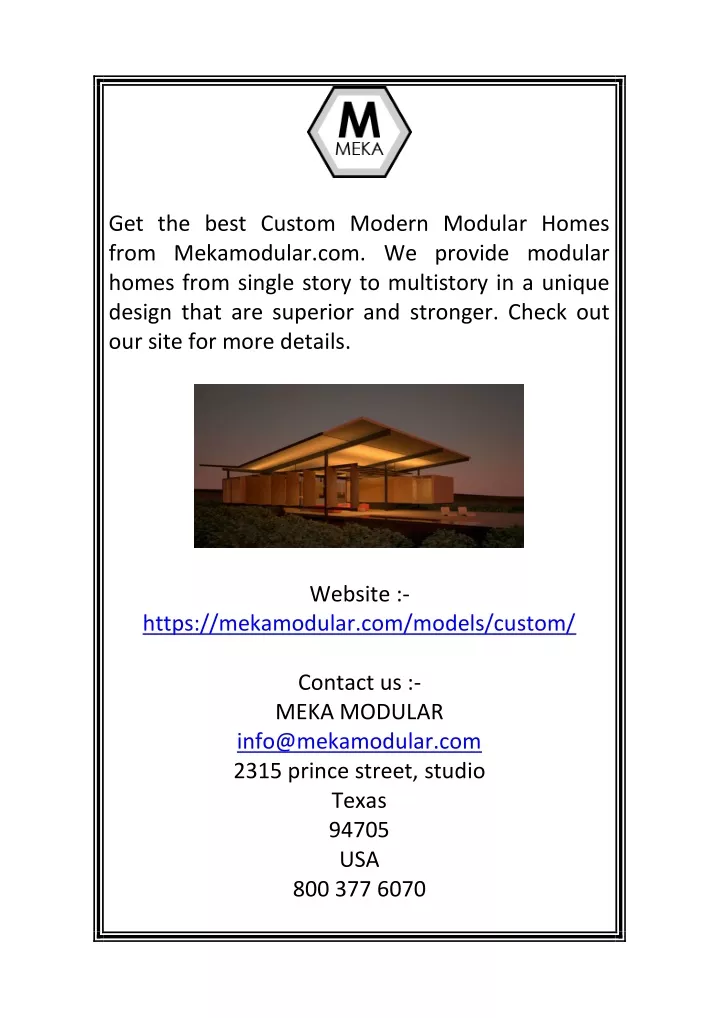 get the best custom modern modular homes from