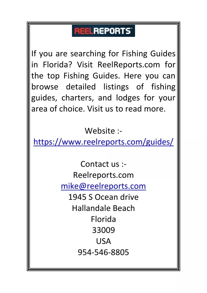if you are searching for fishing guides