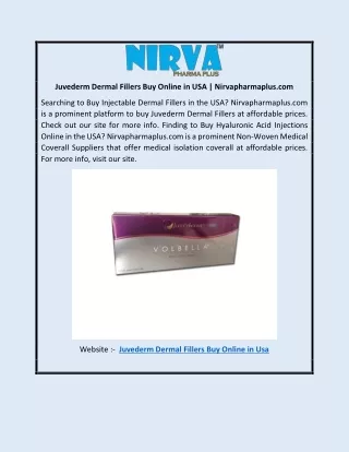 Juvederm Dermal Fillers Buy Online in USA | Nirvapharmaplus.com