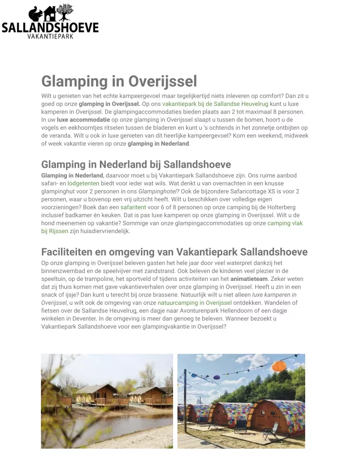 glamping in overijssel wilt u genieten