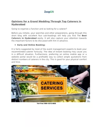 Opinions for a Grand Wedding Through Top Caterers in Hyderabad