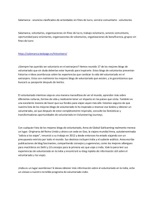 Salamanca - anuncios clasificados de actividades sin fines de lucro, servicio comunitario - voluntarios