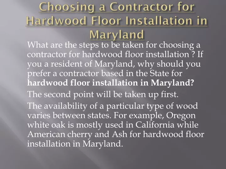 choosing a contractor for hardwood floor installation in maryland