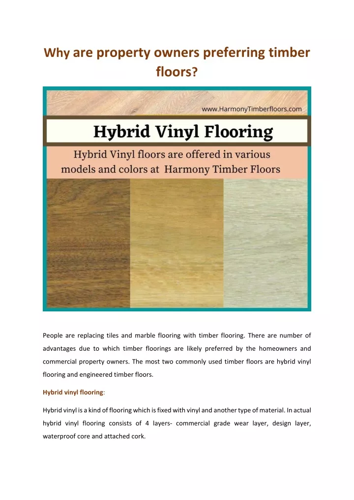 why are property owners preferring timber floors