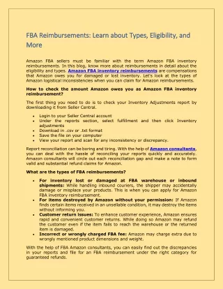 fba reimbursements learn about types eligibility