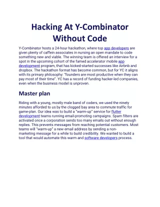 hacking at y combinator without code
