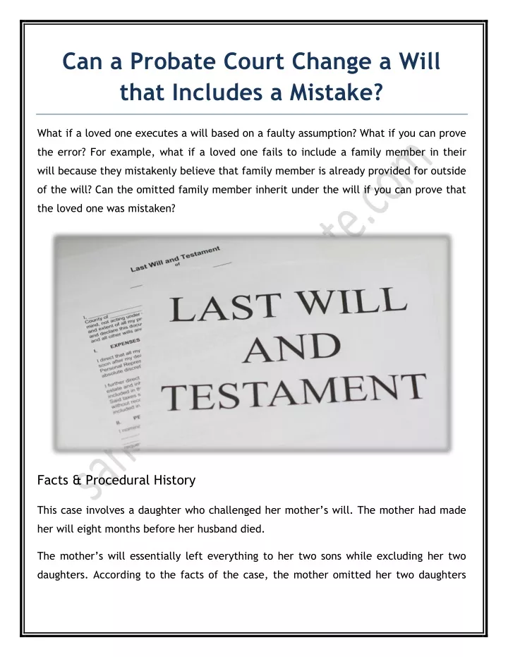 can a probate court change a will that includes
