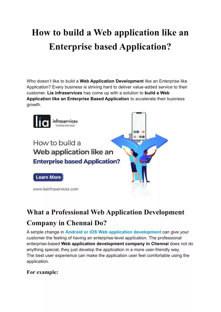 how to build a web application like an enterprise