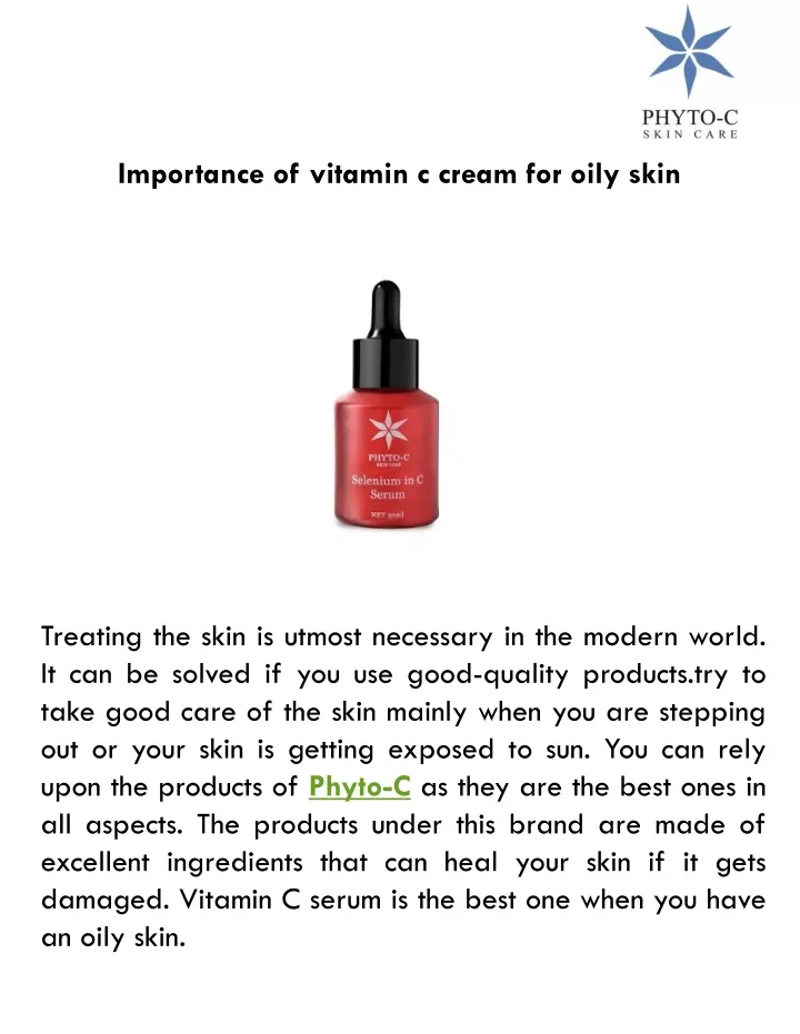 importance of vitamin c cream for oily skin