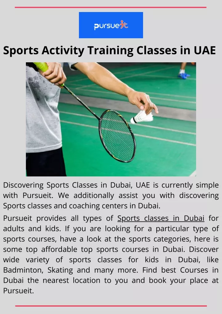 sports activity training classes in uae