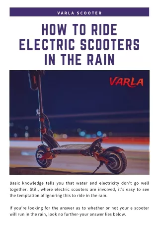 How to Ride Electric Scooters in the Rain