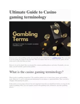 ultimate guide to casino gaming terminology