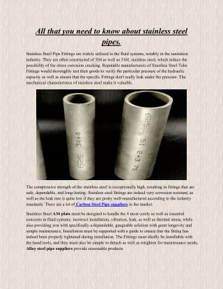 All that you need to know about stainless steel pipes