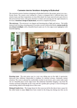 customise interior furniture designing in Hyderabad