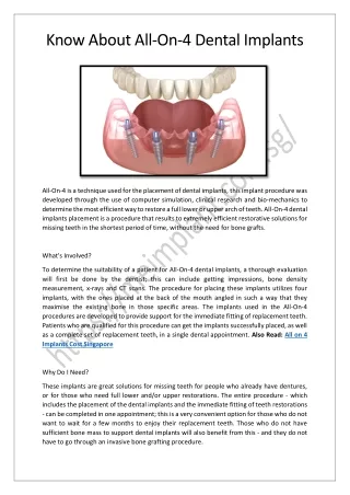 Know About All-On-4 Dental Implants