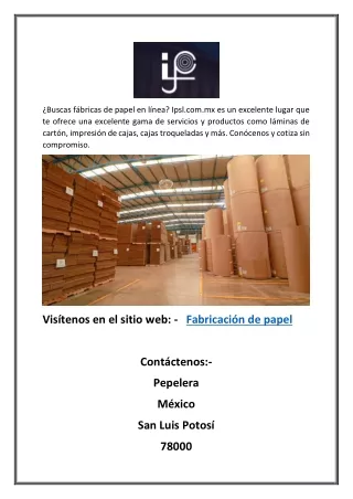 buscas f bricas de papel en l nea ipsl