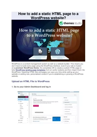 How to add a static HTML page to a WordPress website1