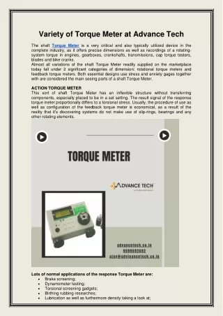 variety of torque meter at advance tech