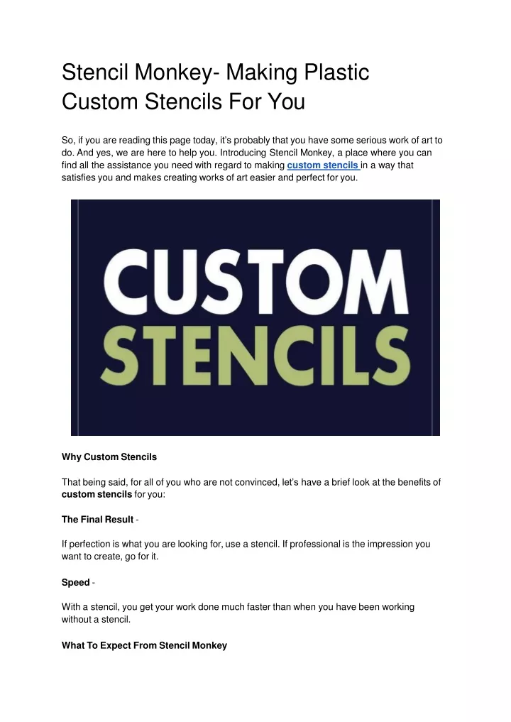 stencil monkey making plastic custom stencils for you