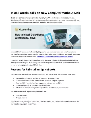 Install QuickBooks on New Computer Without Disk