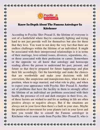 Know In-Depth About The Famous Astrologer In Kitchener