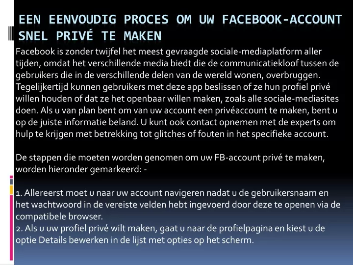 een eenvoudig proces om uw facebook account snel priv te maken