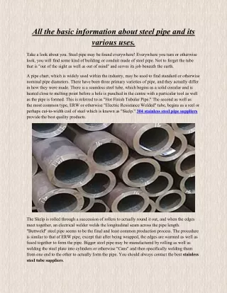 All the basic information about steel pipe and its various uses