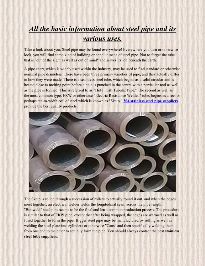 all the basic information about steel pipe