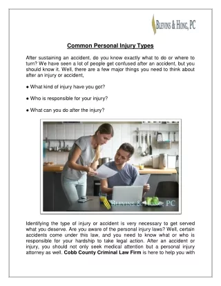 Common Personal Injury Types