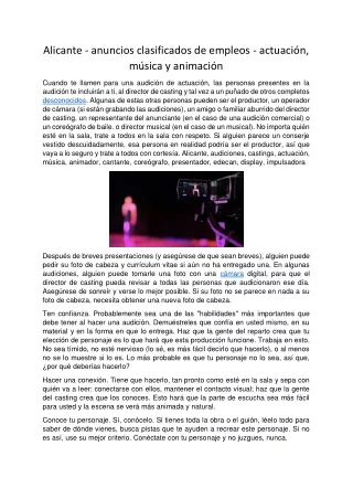 Alicante - anuncios clasificados de empleos - actuación, música y animación