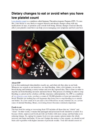 dietary changes to eat or avoid when you have