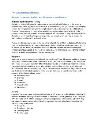 Metformin vs Januvia_ Similarity and Differences to treat Diabetes