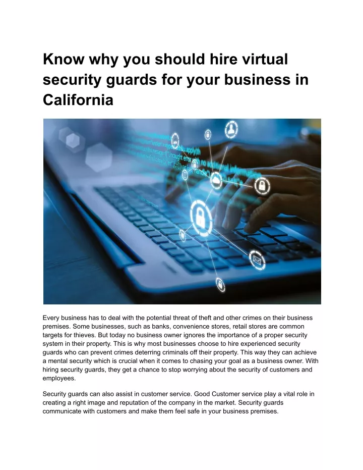 know why you should hire virtual security guards