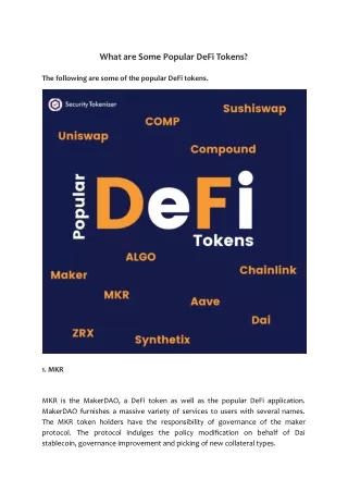what are some popular defi tokens