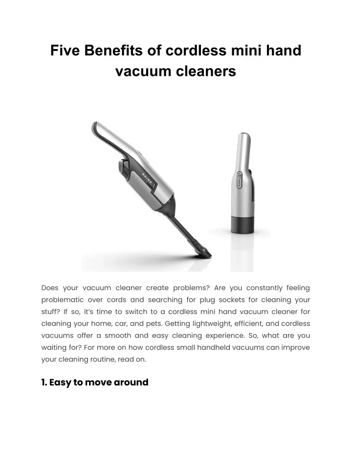 five benefits of cordless mini hand vacuum