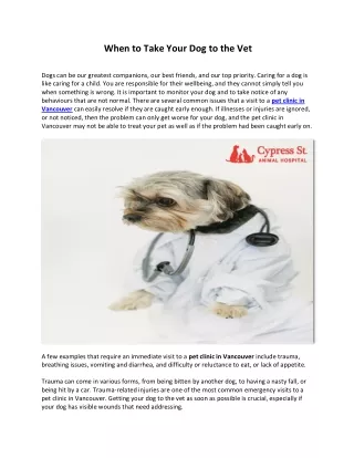when to take your dog to the vet