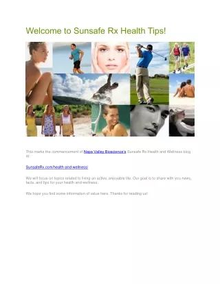 welcome to sunsafe rx health tips