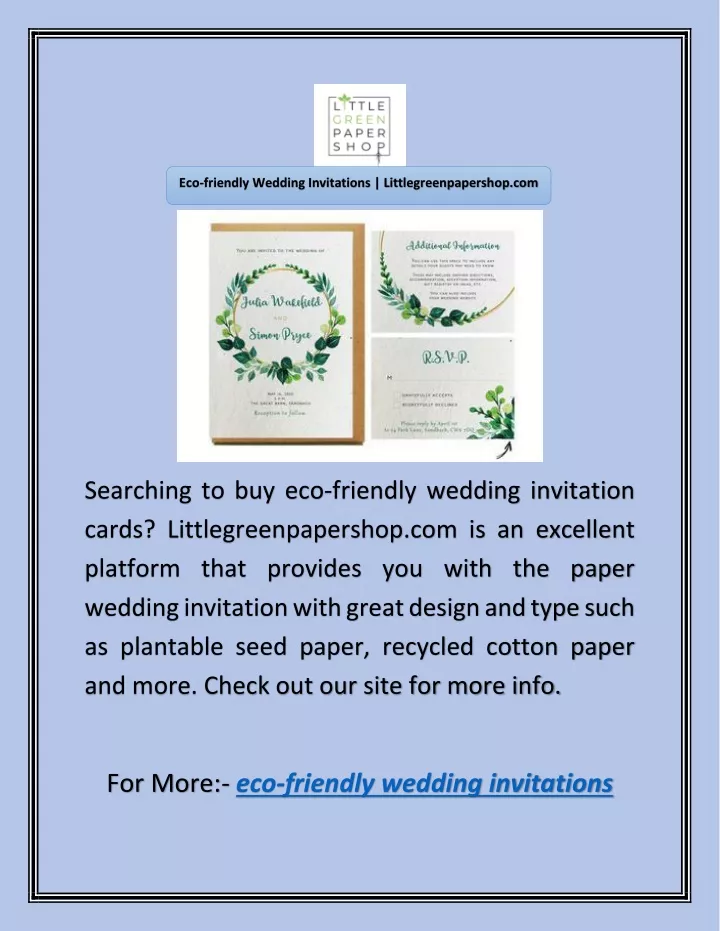 eco friendly wedding invitations