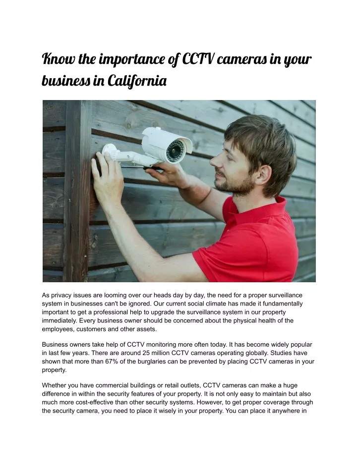 know th importanc of cctv camera i your busines