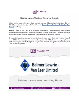 Balmar Lawrie Van Leer Revenue Growth