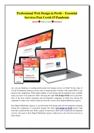 Professional Web Design in Perth – Essential Services Post Covid-19 Pandemic