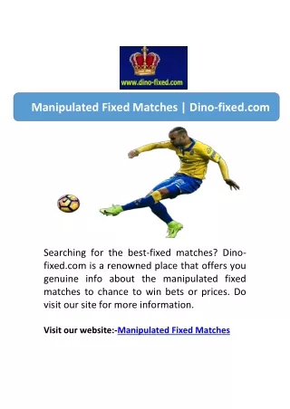 Manipulated Fixed Matches | Dino-fixed.com