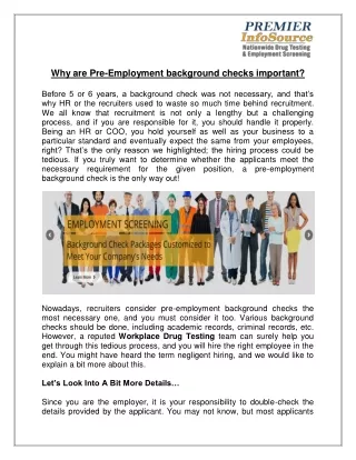Why are Pre-Employment background checks important