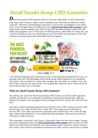 NO#1 David Suzuki Hemp Oil™ - 99% Discount