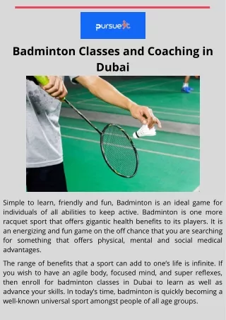 Badminton Classes and Coaching in Dubai